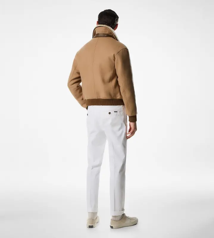 DOUBLE SPLITTABLE SHEARLING COLLAR BLOUSON CAMEL online